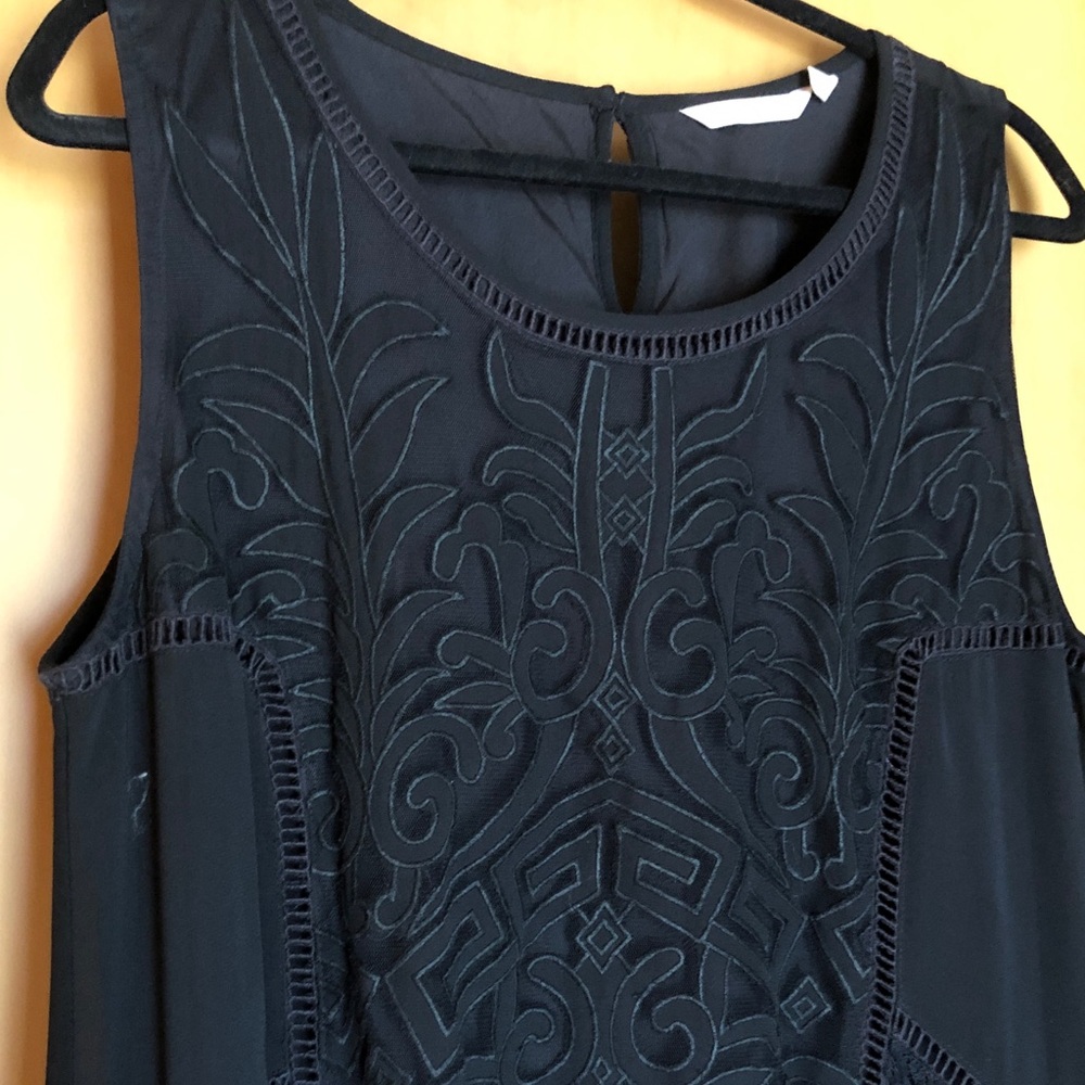 Soft Surroundings Black Embroidered Sleeveless Midi Dress with Lacey hem size XL - Picture 2 of 6